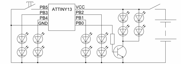 Лампа настроения на attiny13 схема
