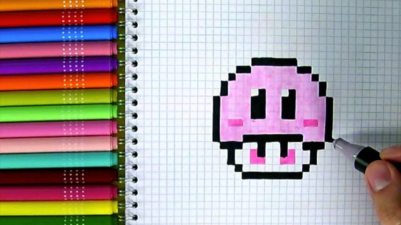 PIXEL DESSIN CHAMPIGNON KIRBY