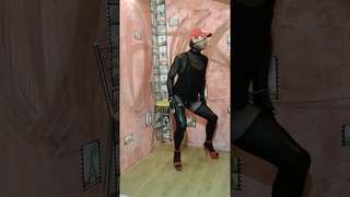 LEGION GIMENEUS, black turtleneck bodie strings in a small net, pantyhose, stockings, heels 2