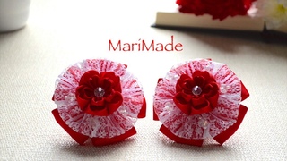 Канзаши Сердечки Бантики Резинки Kanzashi Bows St Valentine Day