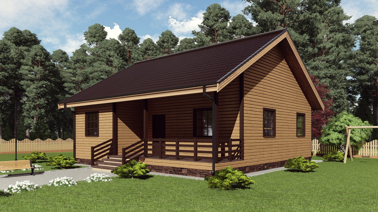 Дом 8 на 11 одноэтажный с террасой