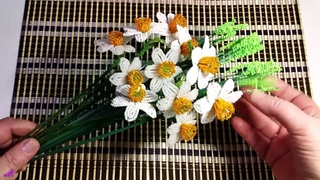 Нарциссы из бисера. Пошаговый МК по бисероплетению