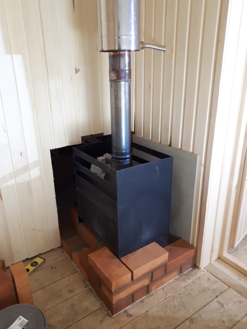 Установка печи в бане с выносной топкой - 95 фото