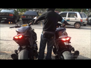 Kawasaki Z1000 Yoshimura R77 carbon fiber VS Akrapovic titanium with Custom LED preview