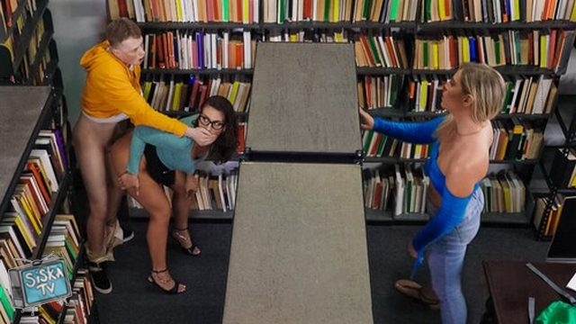 Sneaky Librarian Gets College Cock 